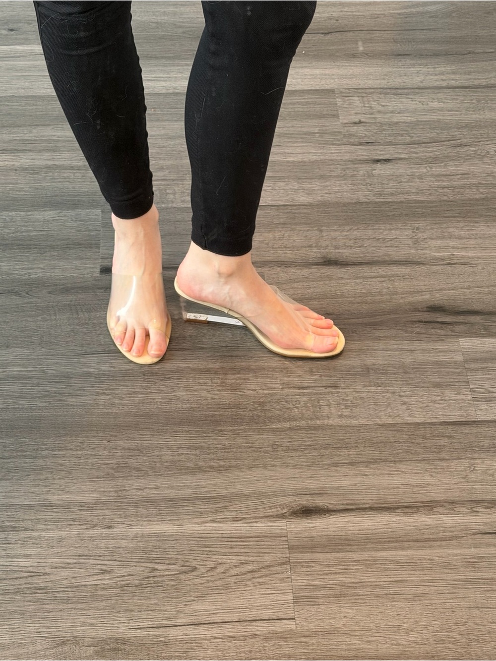 Lulu's Clear PVC Slide Heels with Nude Footbed - With box